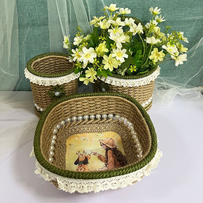 Hand Woven Hemp Rope Storage Basket, picture 4 of 6