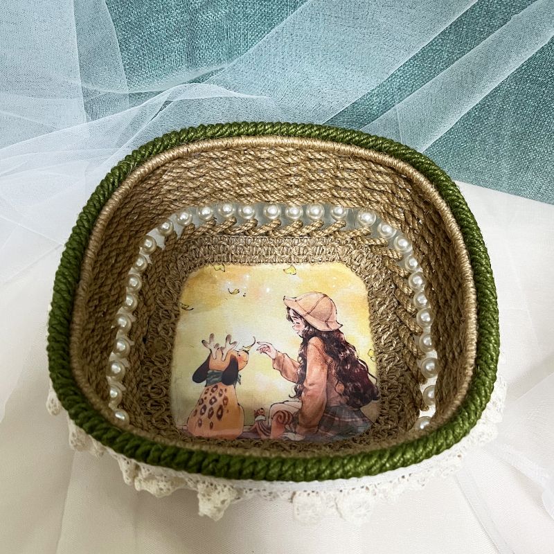 Hand Woven Hemp Rope Storage Basket, picture 3 of 6