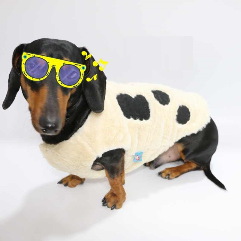 Cute Cow Vest Dog Cat Pet Clothes Autumn And Winter Fleece-lined