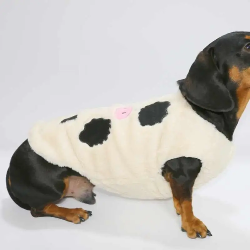 Cute Cow Vest Dog Cat Pet Clothes Autumn And Winter Fleece-lined
