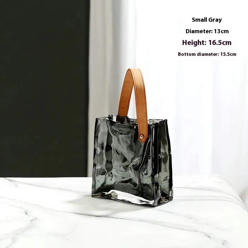 Good-looking Light Luxury Handbags High-grade Glass Vase - Small Size Smoky Gray
