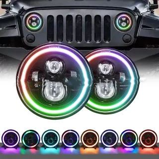 Led Headlight 7-inch Colorful Angel Eye Off-road Vehicle Modified Headlight