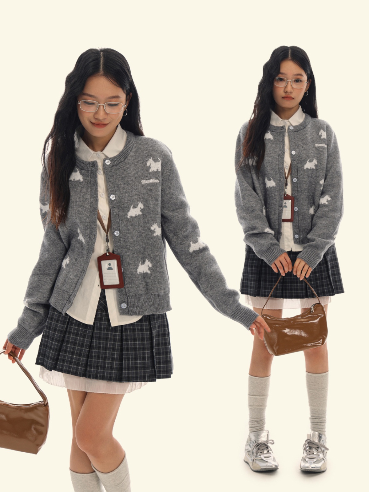 Jacquard Round Neck Cardigan Knitted Sweater