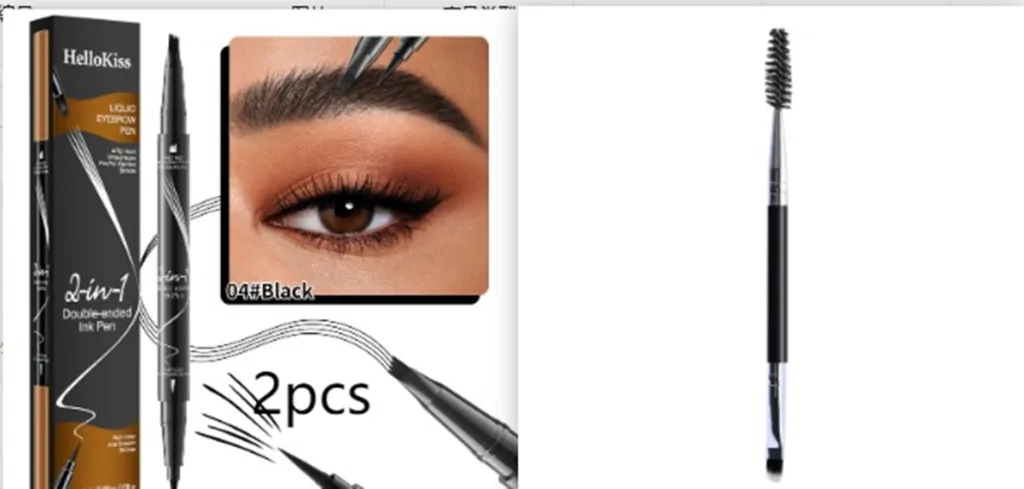 Double-headed Liquid Eyebrow Pencil Quick-drying Sweat-resistant Not Smudge - 04 Black Set3