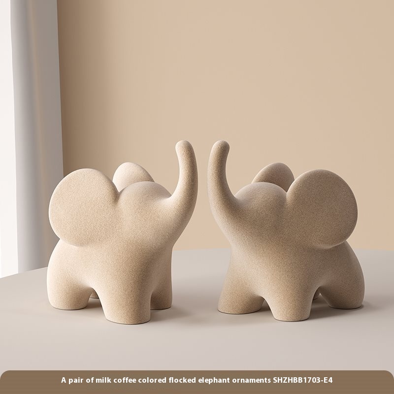 Modern Minimalist Flocking Elephant Small Ornaments Decorations