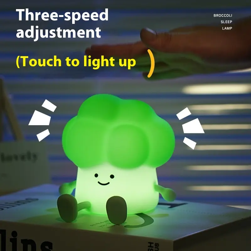 Creative Cartoon Broccoli Silicone Night Lamp Bedroom