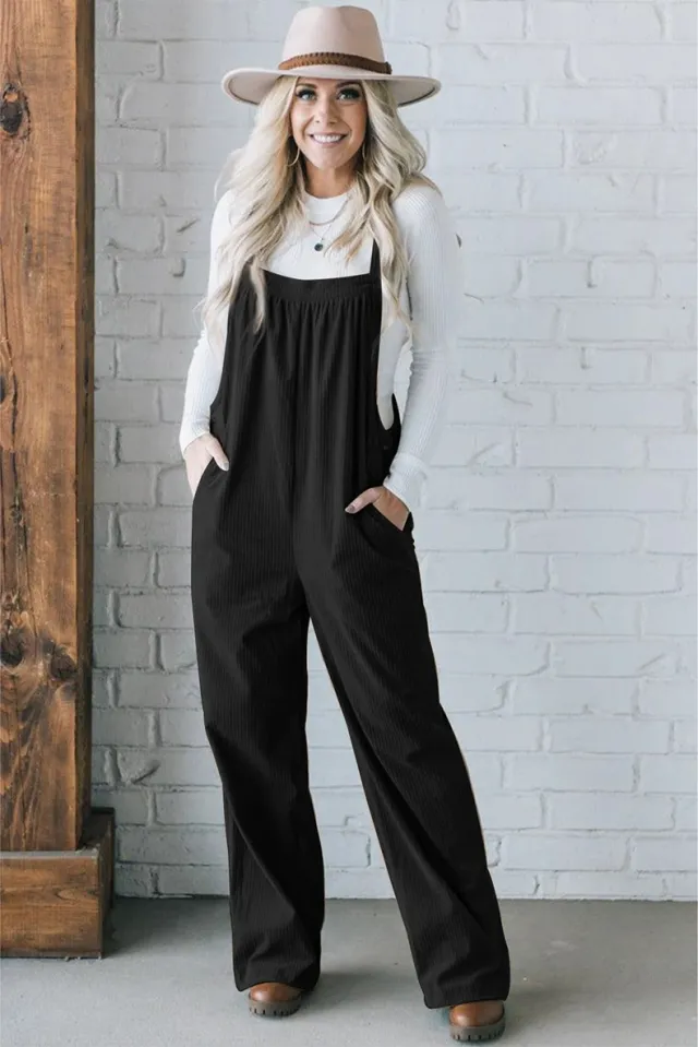Solid Color Straight Cropped Trousers Women's Casual Style Black - Shop at LoveMi