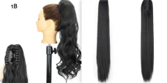 Fashion Ponytail Claw Clip Long Straight Hair Chemical Fibre Wig Fluffy - Colour 1B Set - View 1