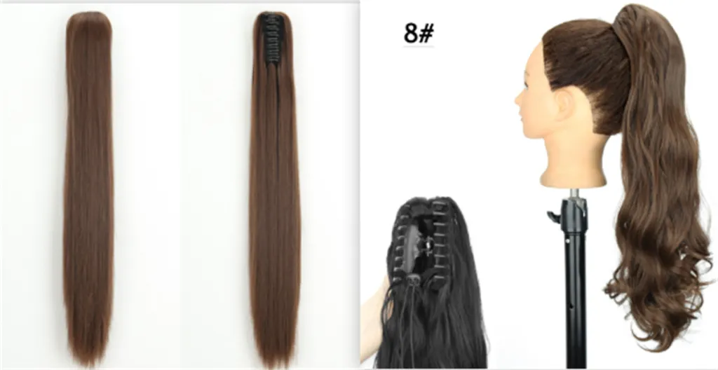 Fashion Ponytail Claw Clip Long Straight Hair Chemical Fiber Wig Fluffy - Color 8 Set