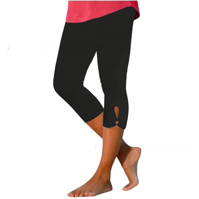 Casual Hollow out Petals Skinny Stretch Women's Leggings Black - Shop at LoveMi