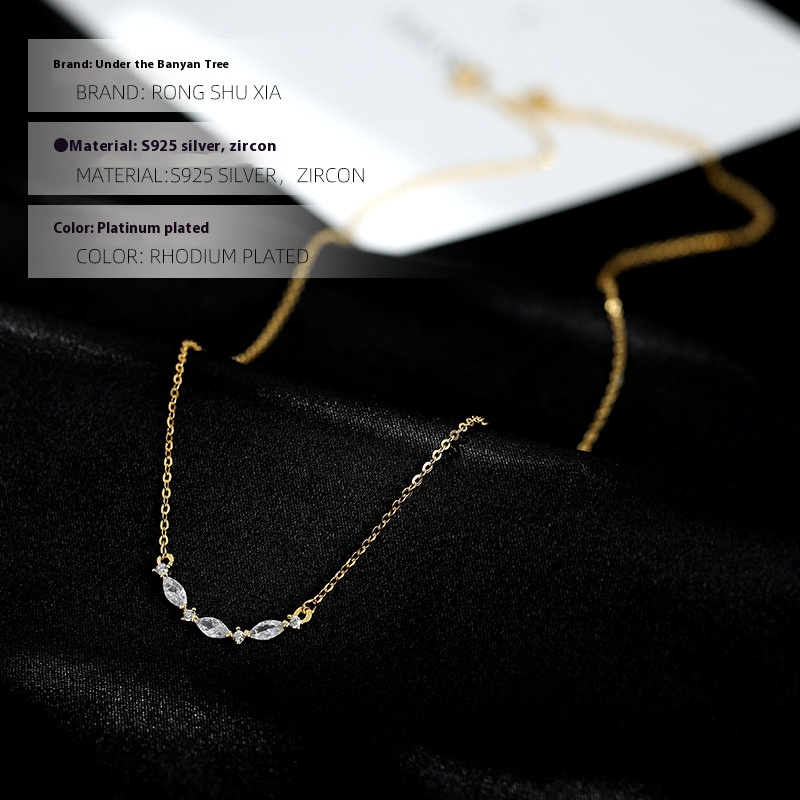 S925 Silver French Zircon Necklace For Women Ins Cold Style