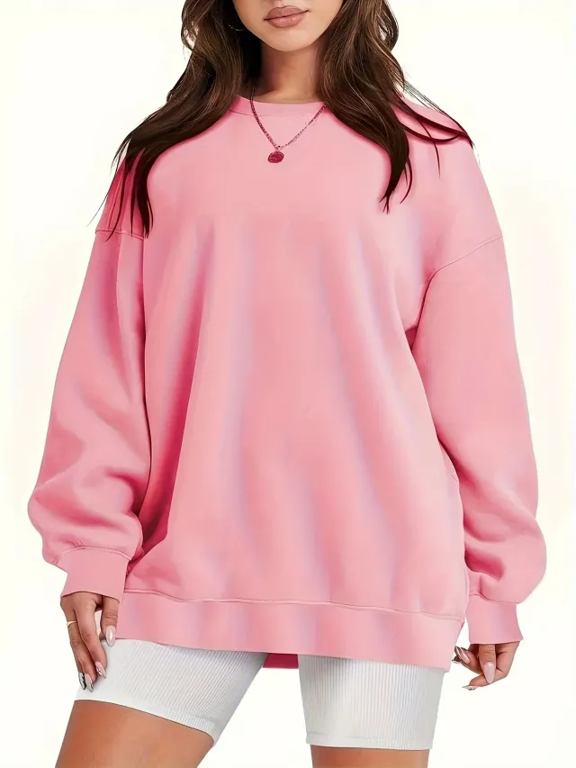 Women's Fashion Loose Sweatshirt Sweater Pink - Shop at LoveMi
