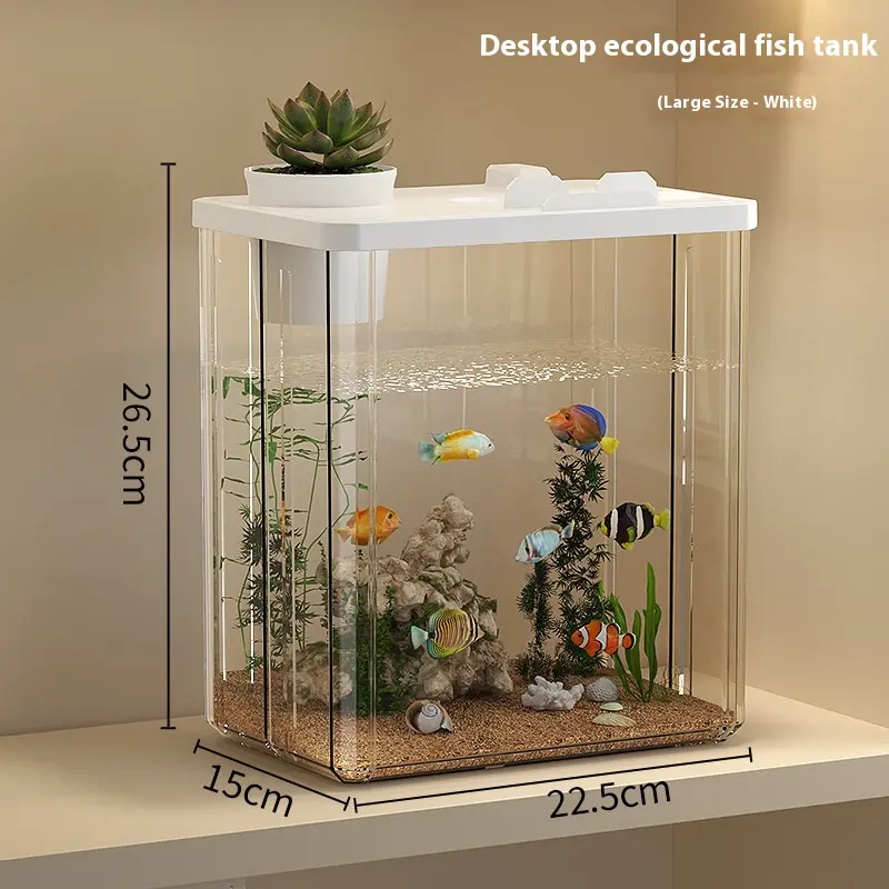 Desktop Small Fish Tank Landscape Thickening — White Large