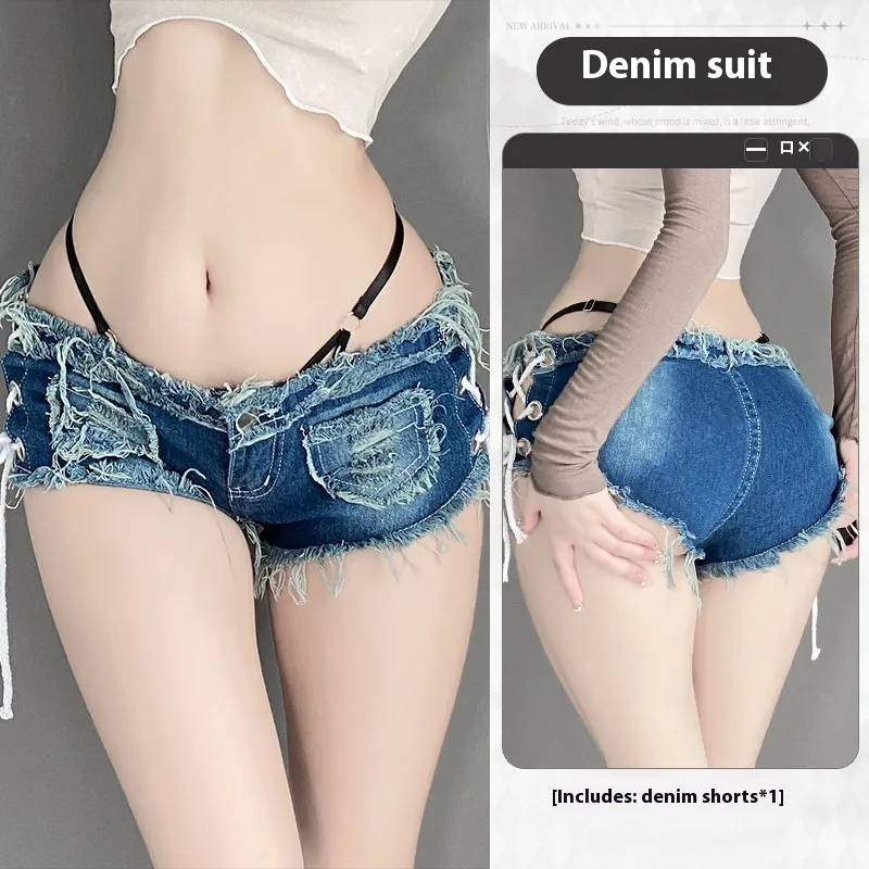 Sexy Underwear Women's Open-end Free Off Denim Shorts - Picture Color-M