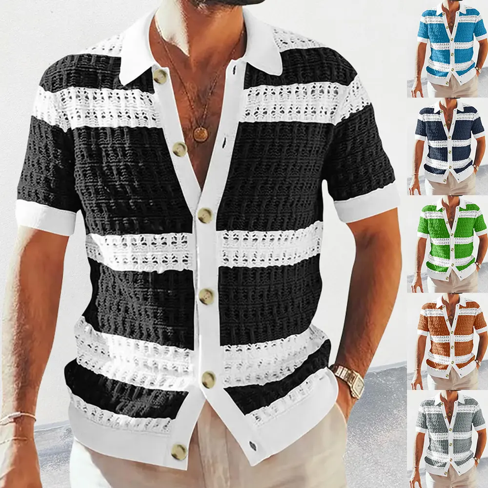 Summer Luxury Fashion New Knitted Shirt Men's Polo Neck