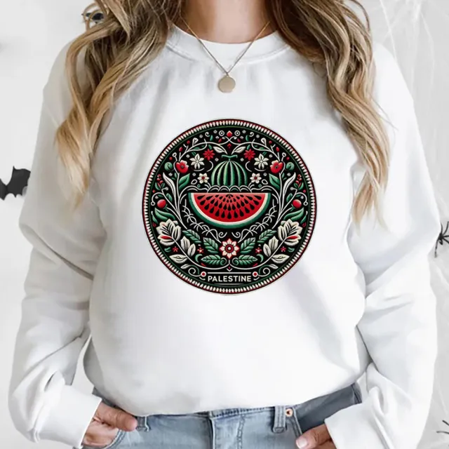 Cartoon Casual Watermelon Pattern Sports Sweater White - Shop at LoveMi