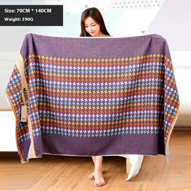 Household Fashion Cotton Large Bath Towel Classic Style Bath Towel Blue - Shop at LoveMi