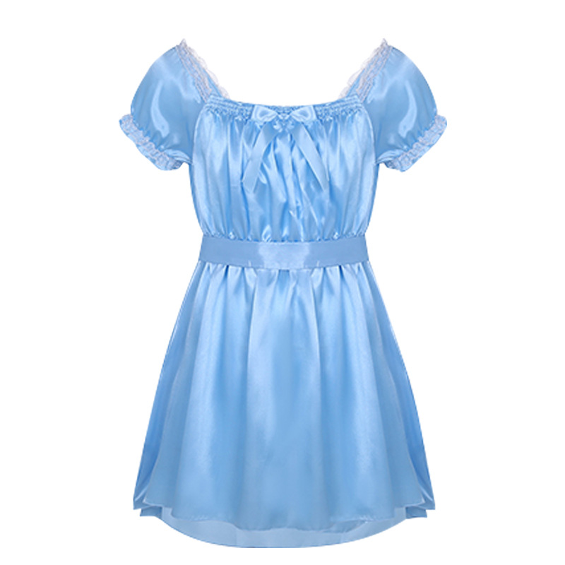 Men's Sexy Clothing Underwear Little-girl Style Clothes Shiny Mixed Satin Skirt