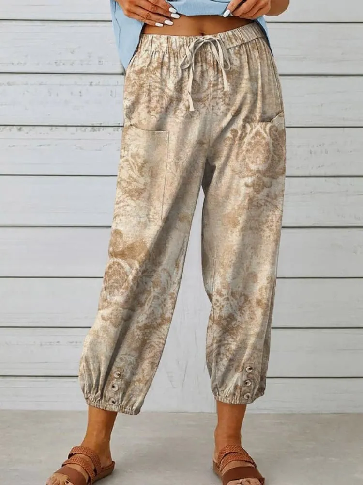 Cotton And Linen Loose Casual Women's Pants Straight - 2 Colors-Xxxl