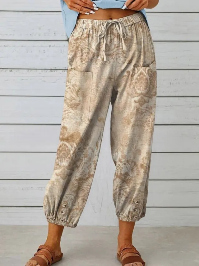 Cotton And Linen Loose Casual Women's Pants Straight 2 Colors Xxxl - Shop at LoveMi