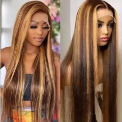 Women's Wigs Coloured Medium Length Straight Hair - Brown - View 1
