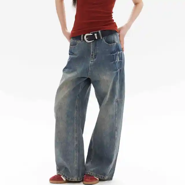 American High Street Design Loose Jeans Dark Blue - Shop at LoveMi