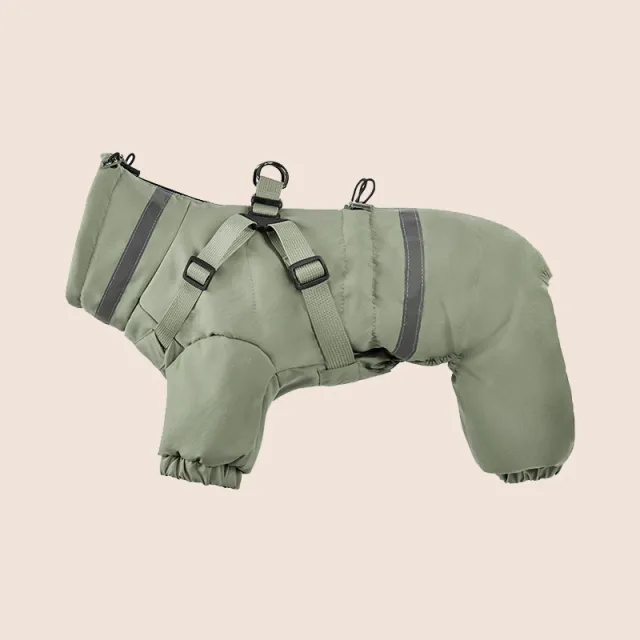 Autumn And Winter Warm All inclusive Traction Four leg Cotton padded Jacket Bean Green - Shop at LoveMi