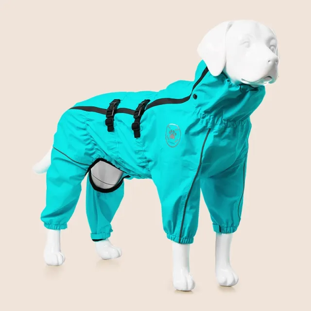 Medium Large Dog Four legged Waterproof All Inclusive Breathable Jacket Blue - Shop at LoveMi