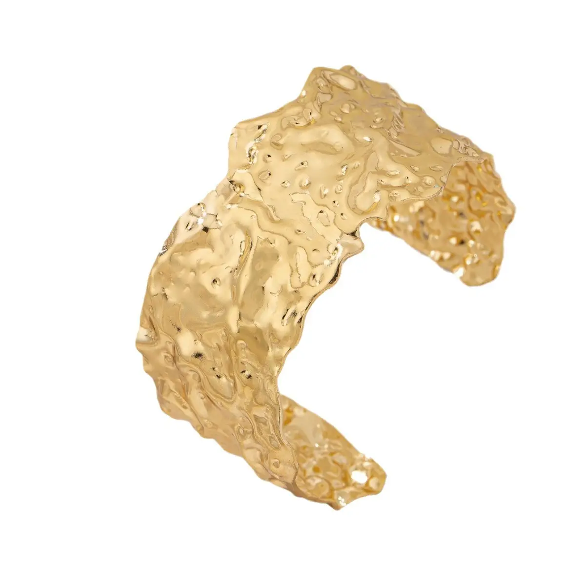 WT-B667 Unique Irregular Lines 18K Gold Plated Brass Open-ended Bracelet