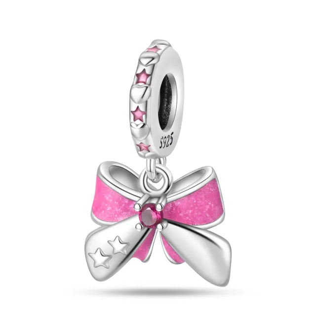 DIY Ornament Accessories Bracelet White Copper Plated 925 Silver Pendant Bow - Shop at LoveMi