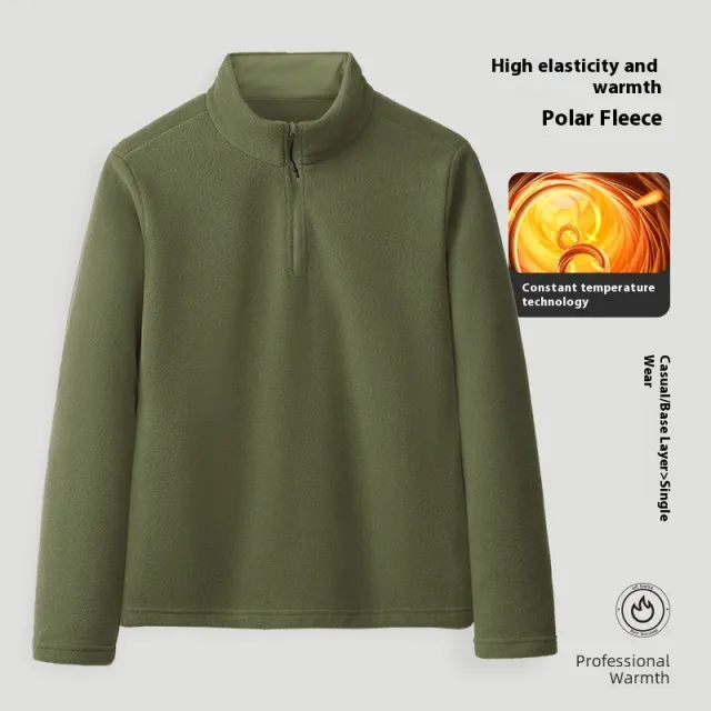Double sided Velvet Autumn And Winter Warm Polar Fleece Jacket Men'S Army Green - Shop at LoveMi