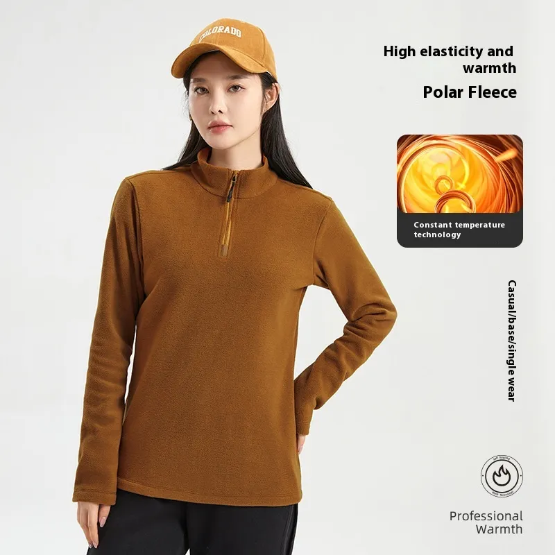 Double-sided Velvet Autumn And Winter Warm Polar Fleece Jacket - Women'S Caramel