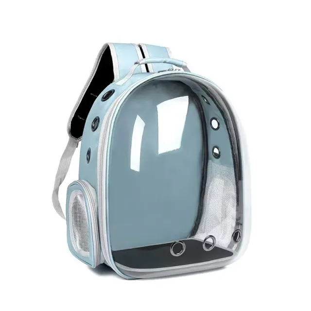 Fashionable Transparent Panoramic Outdoor Four Seasons Universal Pet Backpack Side Opening Breathable Light Blue Side Opening - Shop at LoveMi