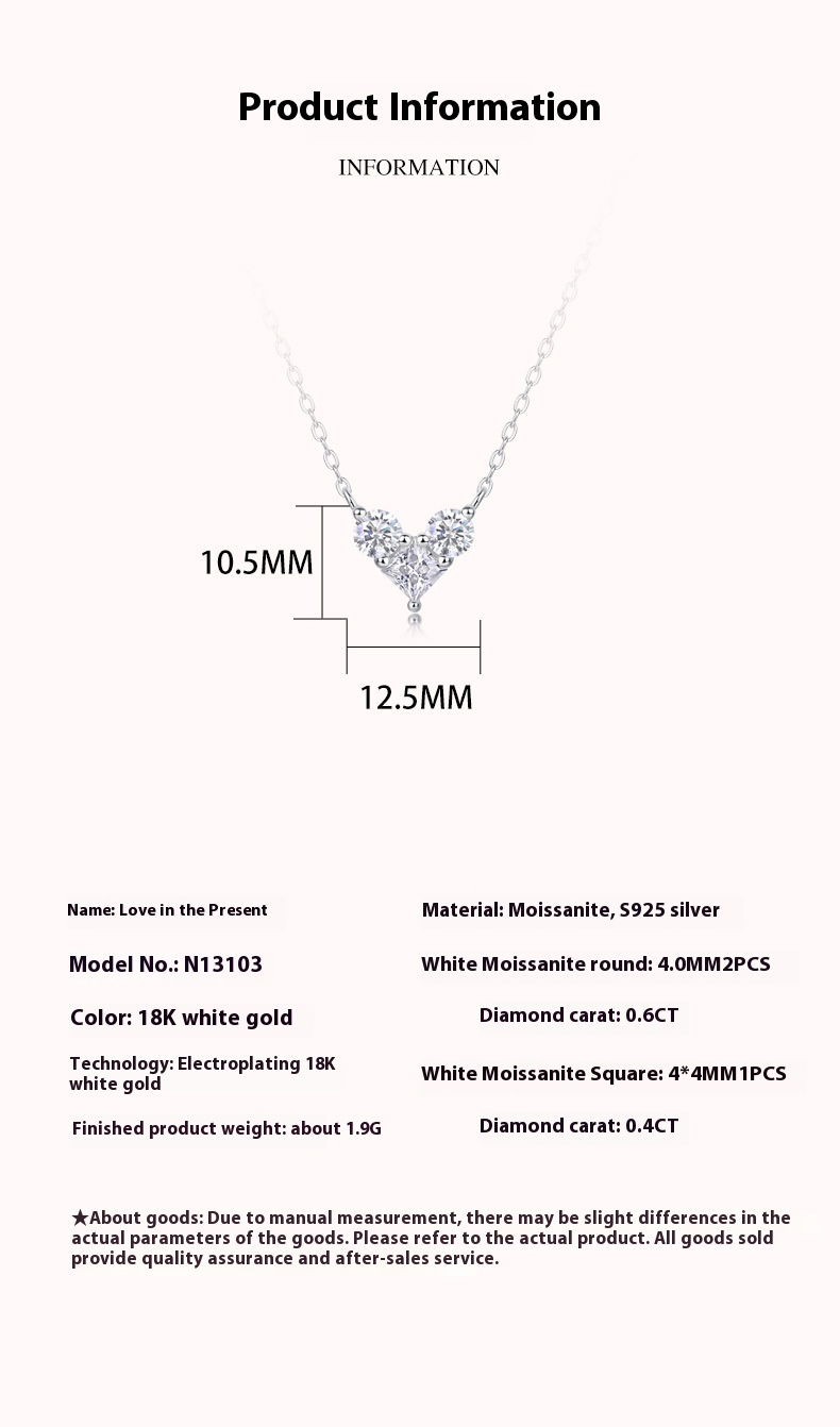 S925 Silver Pendant Moissanite Love At Present Necklace