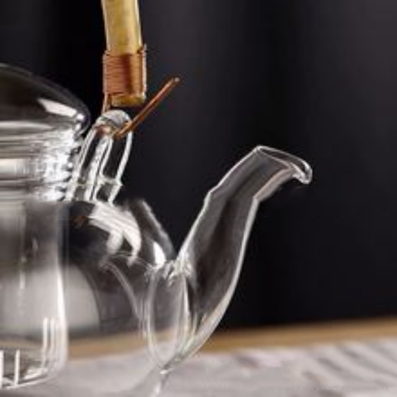 Bamboo joint lifting handle glass pot teapot tea infuser