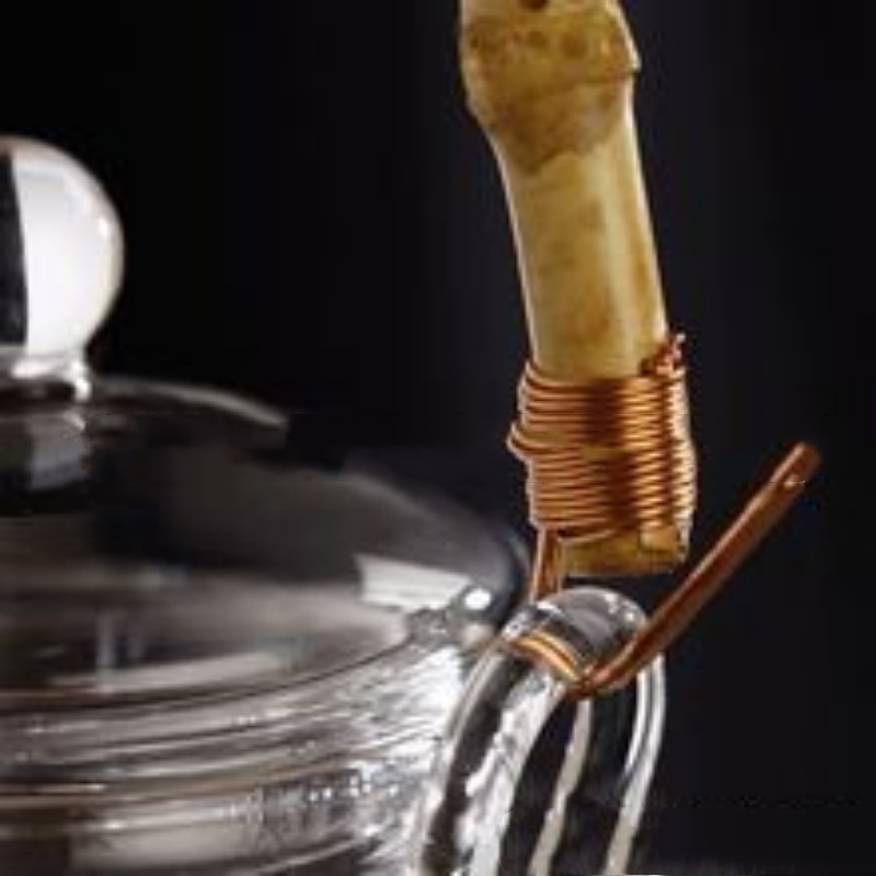 Bamboo joint lifting handle glass pot teapot tea infuser