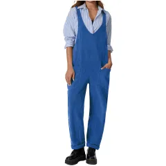 Casual Suspender Trousers Polar Fleece Tooling Style Jumpsuit - Peacock Green - View 1