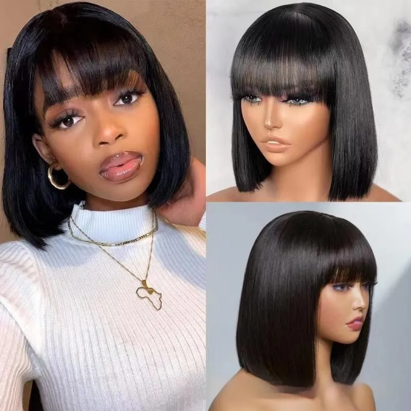Hair Wig BOb With Bangs Realistic Look