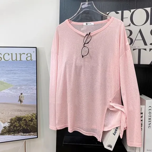 Thin Micro transparent Split Sun Protection Long Sleeve Pink - Shop at LoveMi