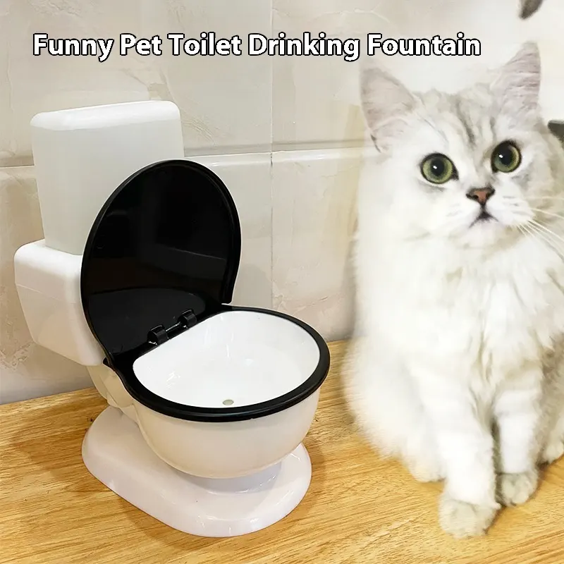 Funny Pet Cat Toilet Water Fountain Automatic Flow Without