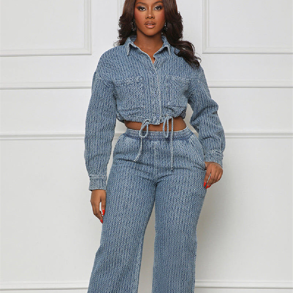 Fashion Denim Women's Wear Two-piece Set