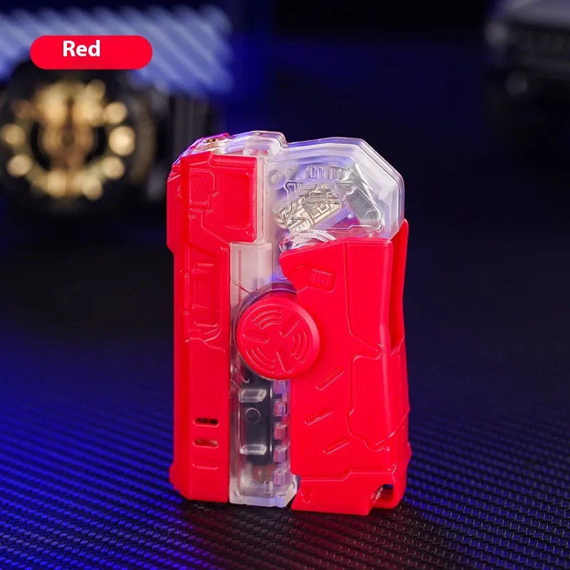 Transparent Fingertip Gyro Luminous Lighter - Red