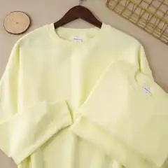 Milky Yellow Round Neck Sweater Women's Light Yellow Top - Egg Yellow - View 1