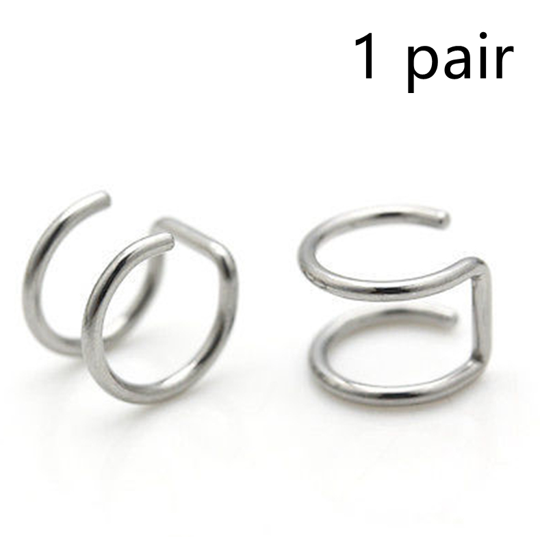 Earless Ear Clip Titanium Steel U-shaped Double Ring Ear Bone Clip