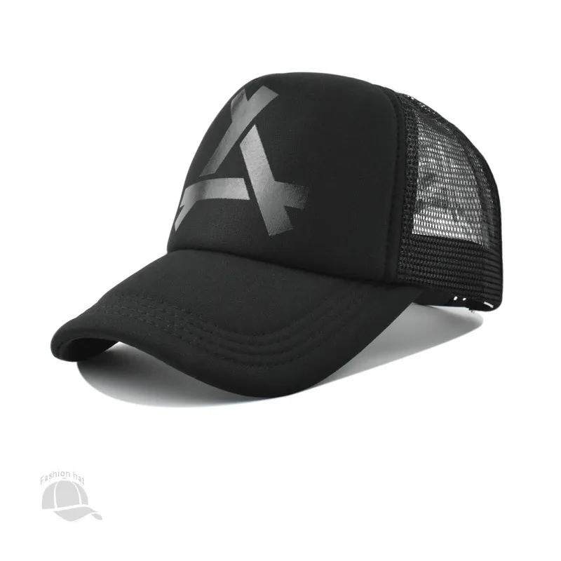 Men's Outdoor Leisure Peaked Cap Wide Brim Sunshade Breathable Net Cap - Black A
