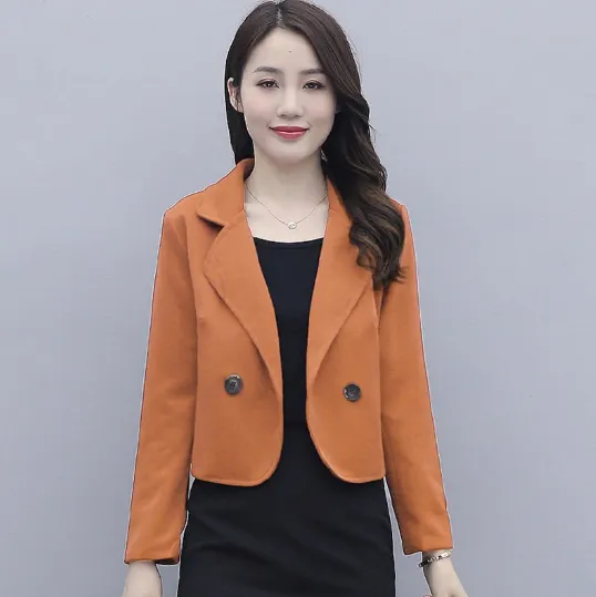 Short Suit Coat Women's All match Wool Top Orange - Shop at LoveMi
