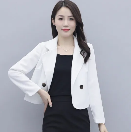 Short Suit Coat Women's All match Wool Top White - Shop at LoveMi