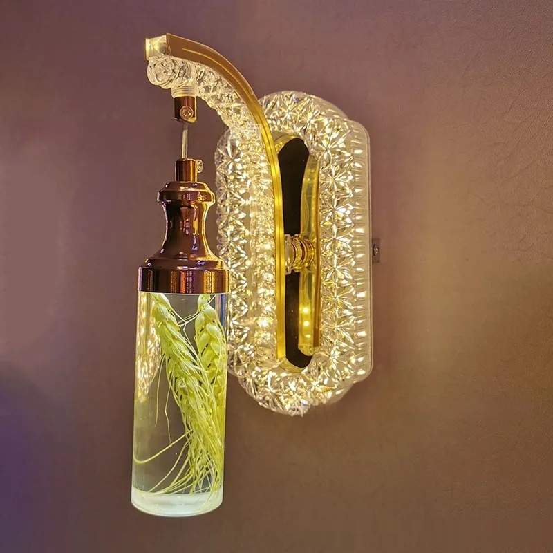 Oval Acrylic Crystal Hanging Hotel Bedroom Warm