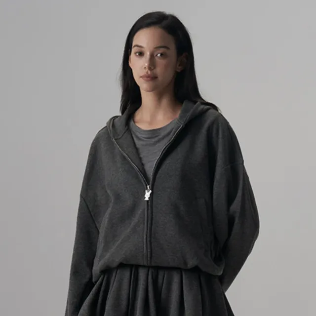 Silk Wool Casual Sports Loose Fit Hoodie Half Skirt Set Dark Gray Sweater - Shop at LoveMi