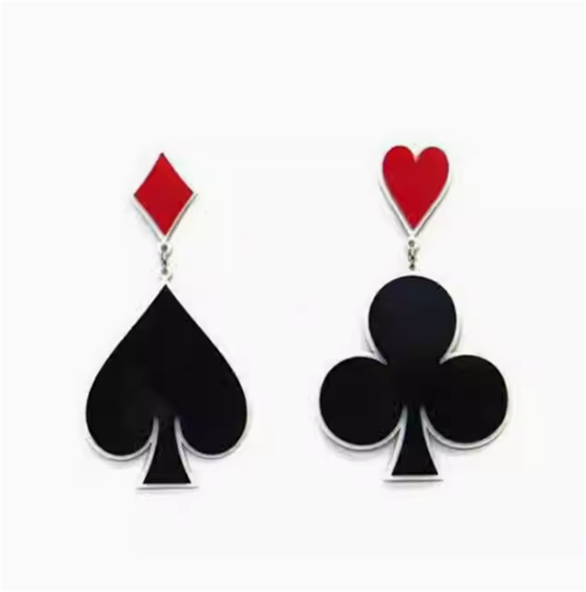 Poker Logo Heart And Diamond Japanese And Korean Earrings